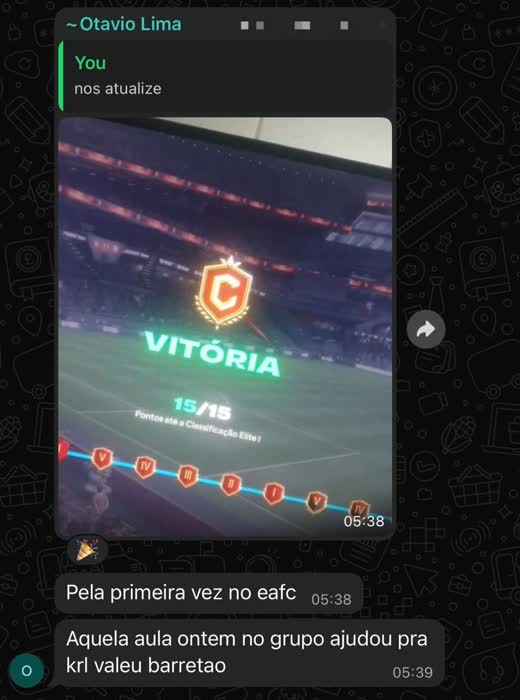 Print de Otavio Lima: vitória, 15/15 pontos até a Classificação Elite I