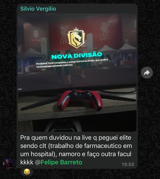 Print de Silvio Vergilio: tela de Nova Divisão